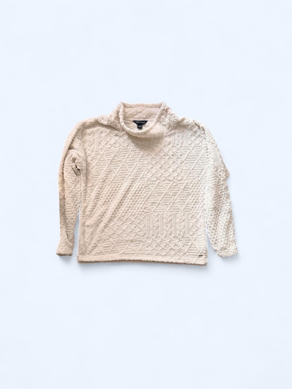 Nautica Cream Cable Knit Turtleneck Sweater
